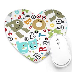 Seamless Pattern Vector With Funny Robots Cartoon Heart Mousepad by Hannah976