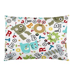 Seamless Pattern Vector With Funny Robots Cartoon Pillow Case by Hannah976