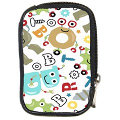 Seamless Pattern Vector With Funny Robots Cartoon Compact Camera Leather Case by Hannah976