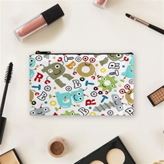 Seamless Pattern Vector With Funny Robots Cartoon Cosmetic Bag (small) by Hannah976