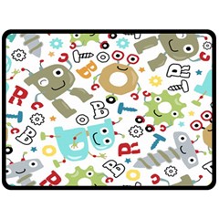 Seamless Pattern Vector With Funny Robots Cartoon Fleece Blanket (large) by Hannah976