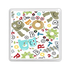 Seamless Pattern Vector With Funny Robots Cartoon Memory Card Reader (square) by Hannah976