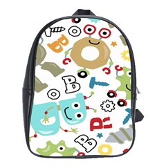 Seamless Pattern Vector With Funny Robots Cartoon School Bag (xl) by Hannah976