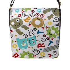 Seamless Pattern Vector With Funny Robots Cartoon Flap Closure Messenger Bag (l) by Hannah976