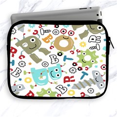 Seamless Pattern Vector With Funny Robots Cartoon Apple Ipad 2/3/4 Zipper Cases by Hannah976