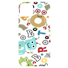 Seamless Pattern Vector With Funny Robots Cartoon Iphone 14 Plus Black Uv Print Case by Hannah976