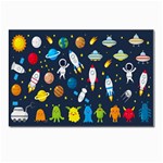 Big Set Cute Astronauts Space Planets Stars Aliens Rockets Ufo Constellations Satellite Moon Rover V Postcard 4 x 6  (Pkg of 10) Front