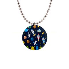 Big Set Cute Astronauts Space Planets Stars Aliens Rockets Ufo Constellations Satellite Moon Rover V 1  Button Necklace by Hannah976