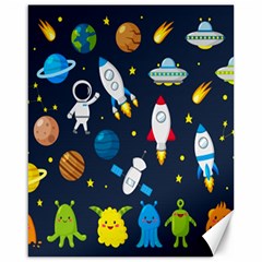 Big Set Cute Astronauts Space Planets Stars Aliens Rockets Ufo Constellations Satellite Moon Rover V Canvas 16  X 20  by Hannah976