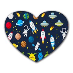 Big Set Cute Astronauts Space Planets Stars Aliens Rockets Ufo Constellations Satellite Moon Rover V Heart Mousepad by Hannah976