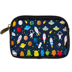 Big Set Cute Astronauts Space Planets Stars Aliens Rockets Ufo Constellations Satellite Moon Rover V Digital Camera Leather Case by Hannah976