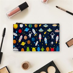 Big Set Cute Astronauts Space Planets Stars Aliens Rockets Ufo Constellations Satellite Moon Rover V Cosmetic Bag (small) by Hannah976