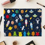 Big Set Cute Astronauts Space Planets Stars Aliens Rockets Ufo Constellations Satellite Moon Rover V Cosmetic Bag (XL) Back