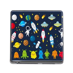 Big Set Cute Astronauts Space Planets Stars Aliens Rockets Ufo Constellations Satellite Moon Rover V Memory Card Reader (square 5 Slot) by Hannah976