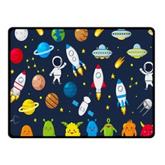 Big Set Cute Astronauts Space Planets Stars Aliens Rockets Ufo Constellations Satellite Moon Rover V Fleece Blanket (small) by Hannah976