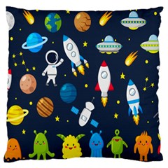 Big Set Cute Astronauts Space Planets Stars Aliens Rockets Ufo Constellations Satellite Moon Rover V Large Cushion Case (one Side) by Hannah976