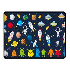 Big Set Cute Astronauts Space Planets Stars Aliens Rockets Ufo Constellations Satellite Moon Rover V Two Sides Fleece Blanket (small) by Hannah976