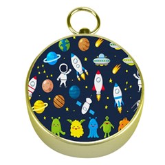 Big Set Cute Astronauts Space Planets Stars Aliens Rockets Ufo Constellations Satellite Moon Rover V Gold Compasses by Hannah976