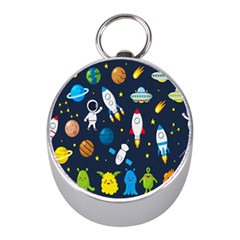 Big Set Cute Astronauts Space Planets Stars Aliens Rockets Ufo Constellations Satellite Moon Rover V Mini Silver Compasses by Hannah976