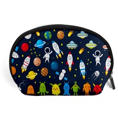 Big Set Cute Astronauts Space Planets Stars Aliens Rockets Ufo Constellations Satellite Moon Rover V Accessory Pouch (large) by Hannah976