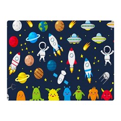 Big Set Cute Astronauts Space Planets Stars Aliens Rockets Ufo Constellations Satellite Moon Rover V Two Sides Premium Plush Fleece Blanket (mini) by Hannah976