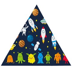 Big Set Cute Astronauts Space Planets Stars Aliens Rockets Ufo Constellations Satellite Moon Rover V Wooden Puzzle Triangle by Hannah976