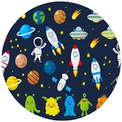 Big Set Cute Astronauts Space Planets Stars Aliens Rockets Ufo Constellations Satellite Moon Rover V Wooden Puzzle Round by Hannah976