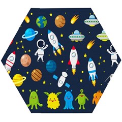 Big Set Cute Astronauts Space Planets Stars Aliens Rockets Ufo Constellations Satellite Moon Rover V Wooden Puzzle Hexagon by Hannah976