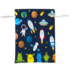 Big Set Cute Astronauts Space Planets Stars Aliens Rockets Ufo Constellations Satellite Moon Rover V Lightweight Drawstring Pouch (xl) by Hannah976