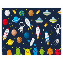 Big Set Cute Astronauts Space Planets Stars Aliens Rockets Ufo Constellations Satellite Moon Rover V Premium Plush Fleece Blanket (medium) by Hannah976