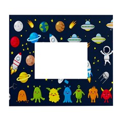 Big Set Cute Astronauts Space Planets Stars Aliens Rockets Ufo Constellations Satellite Moon Rover V White Wall Photo Frame 5  X 7  by Hannah976