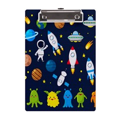 Big Set Cute Astronauts Space Planets Stars Aliens Rockets Ufo Constellations Satellite Moon Rover V A5 Acrylic Clipboard by Hannah976