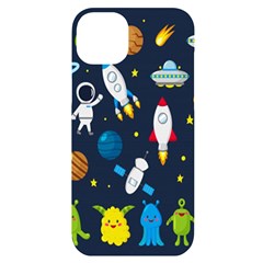 Big Set Cute Astronauts Space Planets Stars Aliens Rockets Ufo Constellations Satellite Moon Rover V Iphone 14 Plus Black Uv Print Case by Hannah976