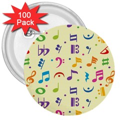 Seamless Pattern Musical Note Doodle Symbol 3  Buttons (100 Pack)  by Hannah976