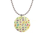 Seamless Pattern Musical Note Doodle Symbol 1  Button Necklace Front