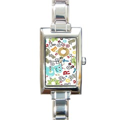 Seamless Pattern Vector With Funny Robots Cartoon Rectangle Italian Charm Watch by Hannah976