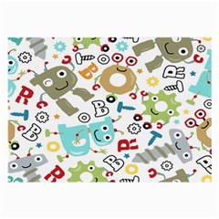 Seamless Pattern Vector With Funny Robots Cartoon Large Glasses Cloth (2 Sides) by Hannah976