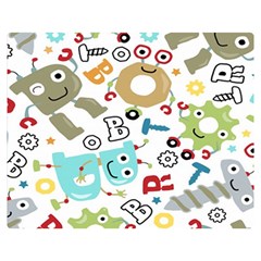 Seamless Pattern Vector With Funny Robots Cartoon Two Sides Premium Plush Fleece Blanket (medium) by Hannah976