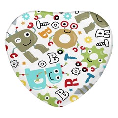 Seamless Pattern Vector With Funny Robots Cartoon Heart Glass Fridge Magnet (4 Pack) by Hannah976