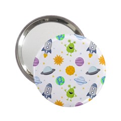 Seamless Pattern Cartoon Space Planets Isolated White Background 2.25  Handbag Mirrors