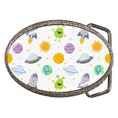 Seamless Pattern Cartoon Space Planets Isolated White Background Belt Buckles