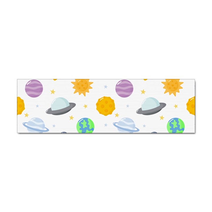 Seamless Pattern Cartoon Space Planets Isolated White Background Sticker (Bumper)