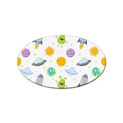 Seamless Pattern Cartoon Space Planets Isolated White Background Sticker Oval (10 Pack) by Hannah976