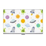 Seamless Pattern Cartoon Space Planets Isolated White Background Business Card Holder Front