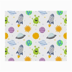 Seamless Pattern Cartoon Space Planets Isolated White Background Small Glasses Cloth