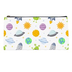 Seamless Pattern Cartoon Space Planets Isolated White Background Pencil Case