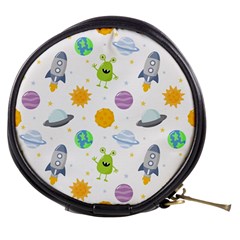 Seamless Pattern Cartoon Space Planets Isolated White Background Mini Makeup Bag