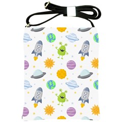 Seamless Pattern Cartoon Space Planets Isolated White Background Shoulder Sling Bag