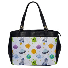 Seamless Pattern Cartoon Space Planets Isolated White Background Oversize Office Handbag