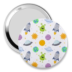 Seamless Pattern Cartoon Space Planets Isolated White Background 3  Handbag Mirrors